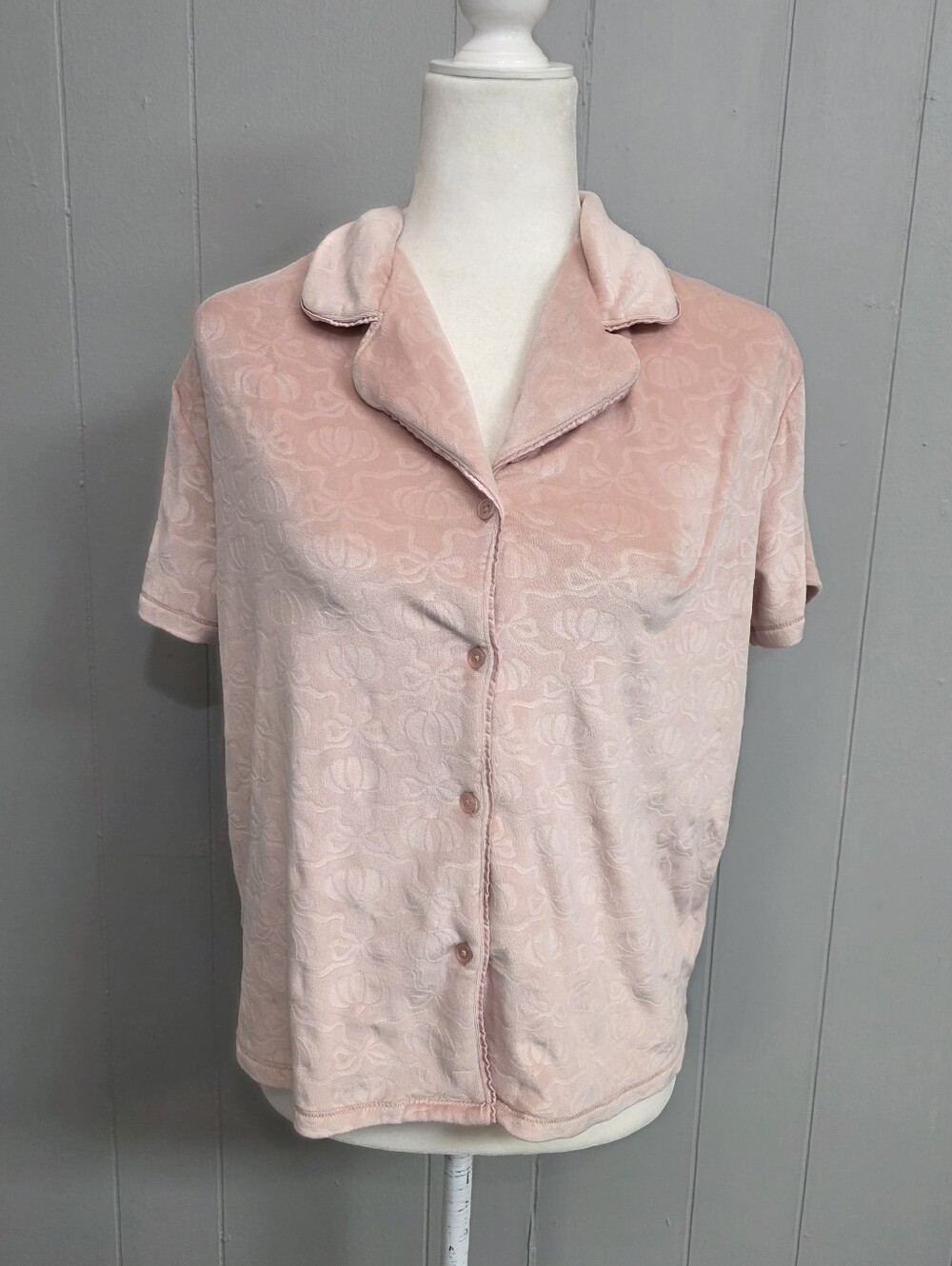 Jaclyn New York Pink Pumpkin Velvour Pajama Top Size S